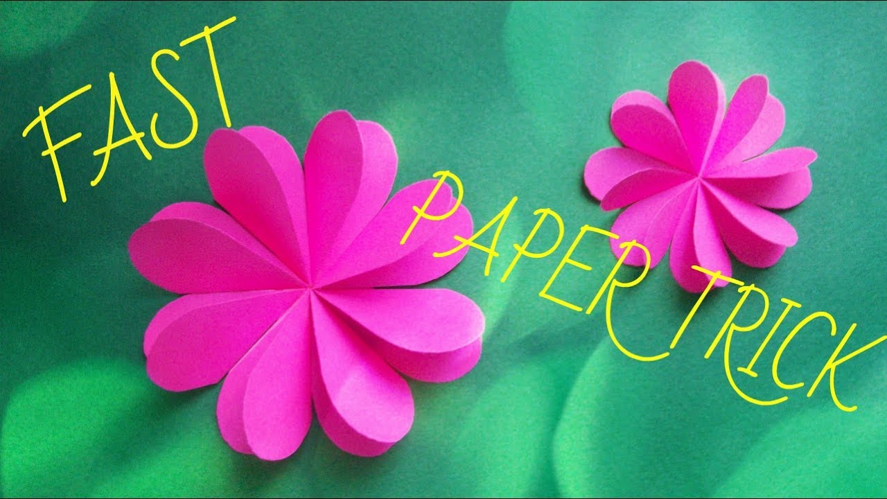 fast paper tricks how to cut out 4 hearts from 1 square and make paper flowers and paper flower cut out