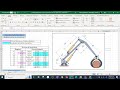 Análisis cinemático de mecanismo complejo (doble retorno rápido). Solución de ecuaciones en Excel.