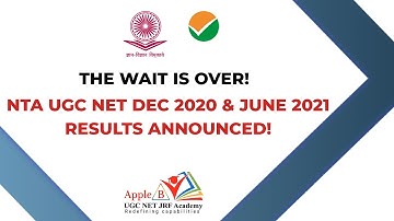 Results Announced | NTA UGC NET DEC 2020 & JUNE 2021 | APPLE B