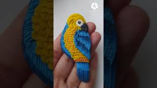 Polymer clay. Parrot brooch. Попугай из полимерной глины