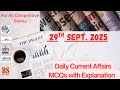 Daily Current Affairs 2025 || 29th Sept. 2025 in Question Answer format || Key Daily Updates