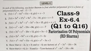 RD Sharma Ex 6.4 Q1 to Q16 Solutions for Class 9 Maths Chapter 6 Factorisation Of Polynomials screenshot 3