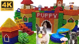 DIY - How To Build Castle Mud Dog House From Magnetic Balls ( Satisfying ) | Manget Creative