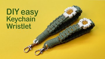 DIY Easy Macrame Wristlet Keychain with Flower Knot