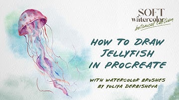 How To Draw: Watercolor pink Jellyfish | Procreate Tutorial | Easy iPad Art Drawing Lesson