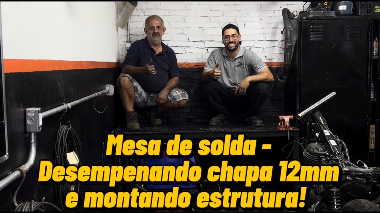 Desempenando Chapa Grossa (12mm) e Finalizando Mesa de Solda