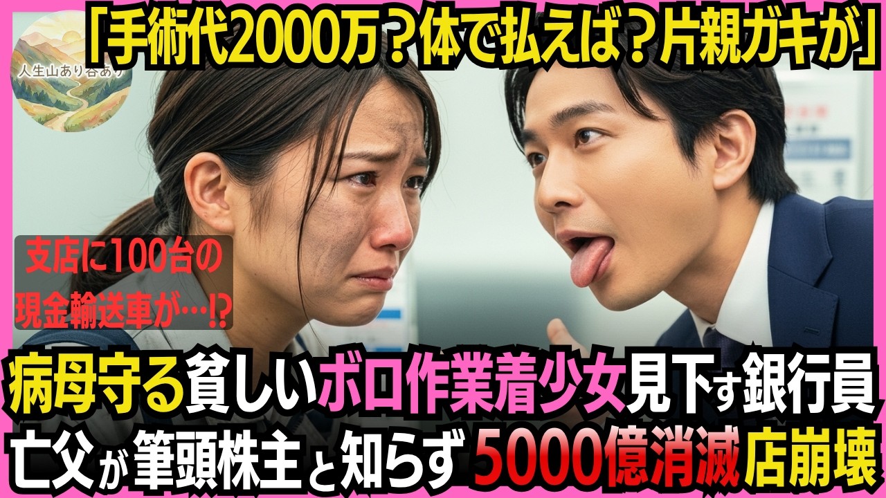 作業着のまま銀行に飛び込んだ16歳の私。母の治療費を引き出すため、必死で窓口に通帳を差し出した。すると課長は鼻で笑い、こう言った。「どうせ小銭だろう。ATMで済ませろよ。時間の無駄だ」。私は震える声で言った。「2000万円です」。その瞬間、ロビーが静まり返った。でも課長は「ガキのいたずらで警察呼ぶぞ」と通帳を払いのけ、周りは笑い声をあげた。涙をこらえながら、私は母の顔を思い浮かべた。誰も知ら...