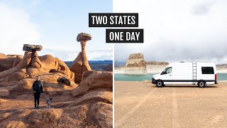 TWO states in ONE day (Arizona & Utah) | Lone Rock Beach, Fried Chicken, & the Toadstool Hoodoos
