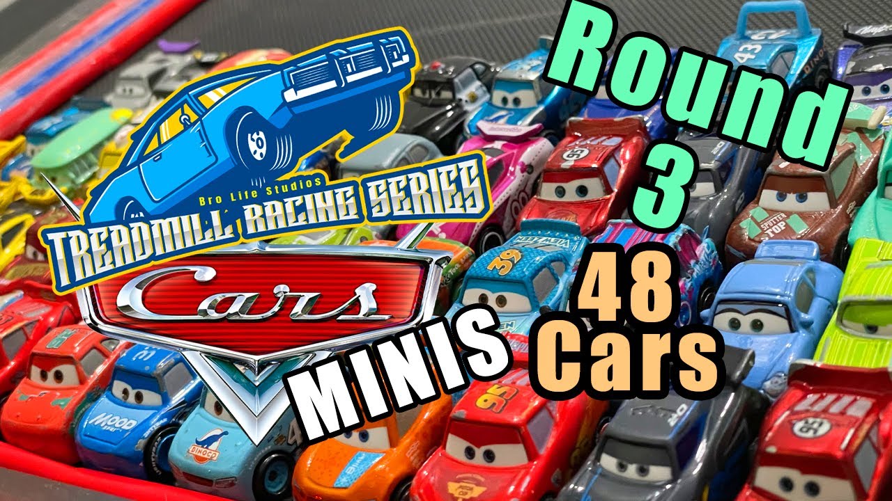 Treadmill Racing Series Disney CARS MINIS ROUND 3 48 CARS!! YouTube