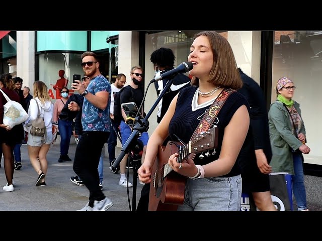 ONE MINUTE INTO SINGING u0026 THE CROWD LOVE it | Happier by Olivia Rodrigo | Allie Sherlock Cover class=