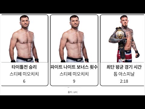 부문별 최고 기록 UFC 헤비급 파이터