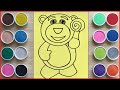 Tô màu tranh cát gấu dâu hồng Lotso xinh xắn - Sand painting Lotso bear so cute (Chim Xinh channel)