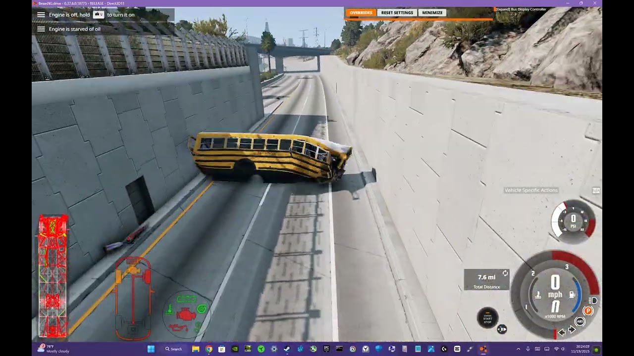 BeamNG school bus crash