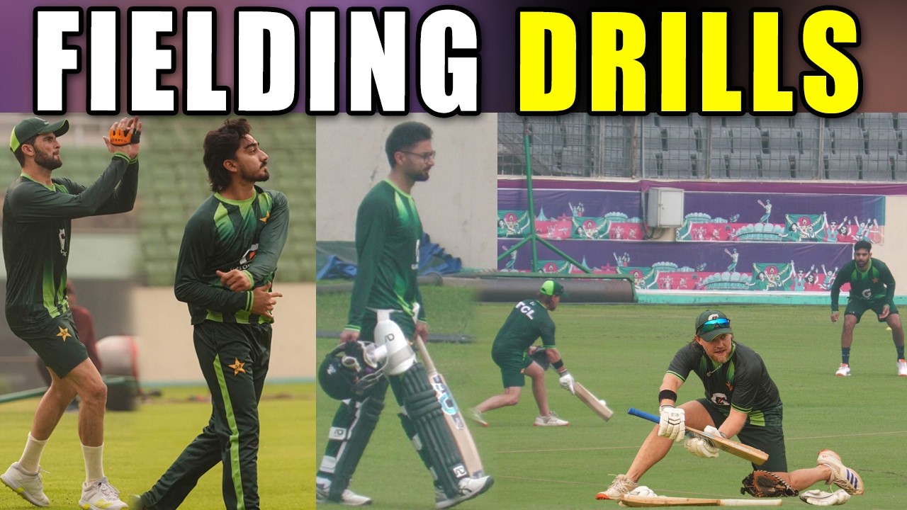 Haris Rauf, Shaheen Afridi and ODI squad’s players fielding drills in Dhaka