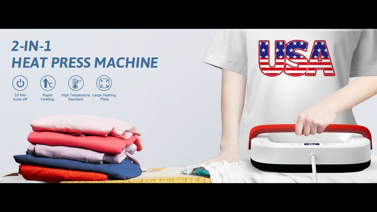Heat Press Machine 12X10, REONEY Portable Heat Transfer with Safety Base,  Easy Iron Press for Sublimation, T-Shirts Printing, HTV Vinyl, Hat, Bags