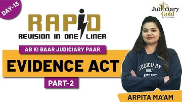 Evidence Act (Part 2) for Judiciary Exam Preparation | Rapid Revision in One Liners