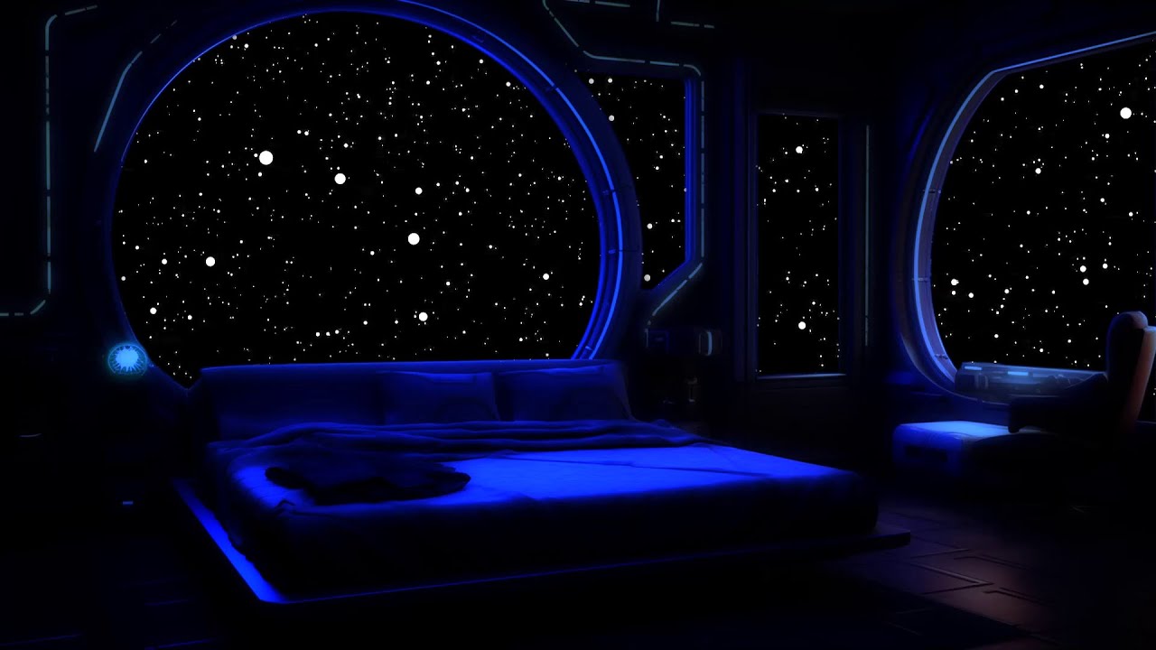 Night Ambience in a Dark Bedroom | Cosmic Sounds and Starry Space for ...