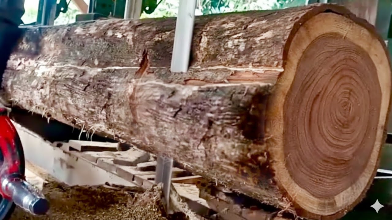 Крупные старые тиковые доски, обработанные традиционным способом на лесопилке.