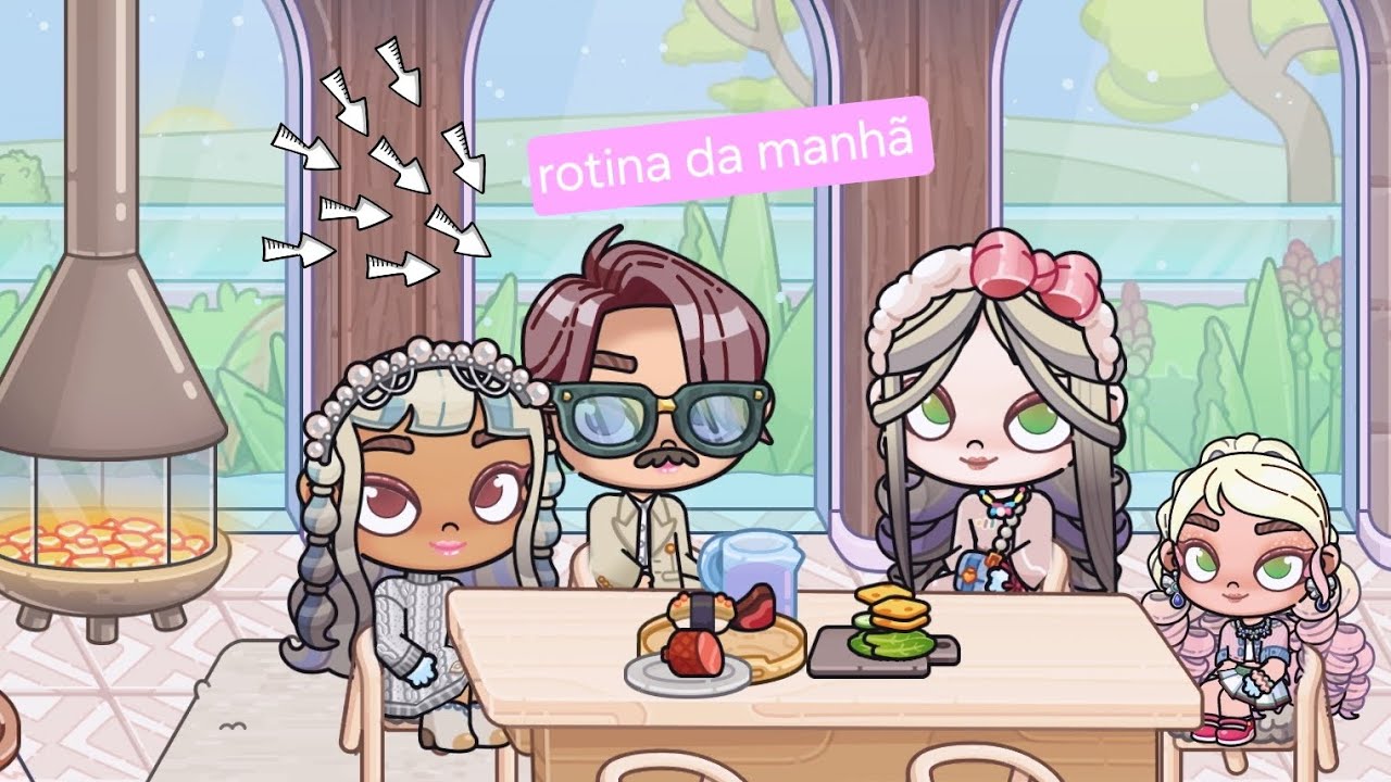 Rotina  da manhã  da família  Martins  no mundo do avatar  Word 