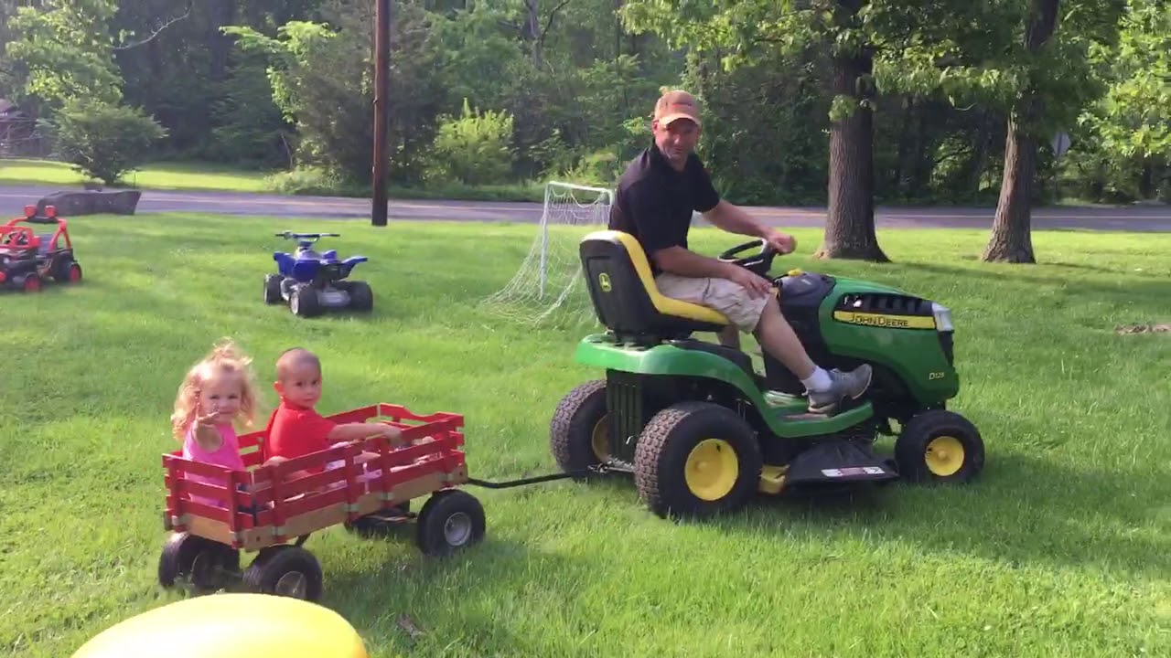Wagon ride by hooking in a lawn mower tractor! 😁 YouTube