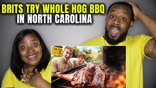 Brits try Whole Hog BBQ in North Carolina | American Couple Reaction