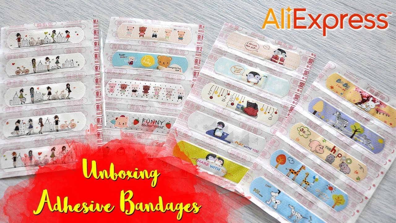 Unboxing Cartoon Adhesive Bandages | Band Aid for Kids from Aliexpress