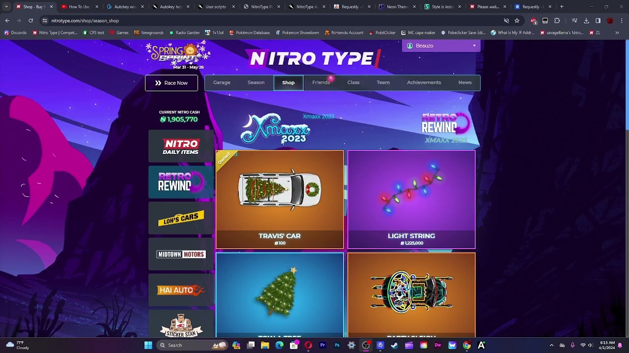TRAVIS' CAR ONLY $100 IN NITRO TYPE SHOP????