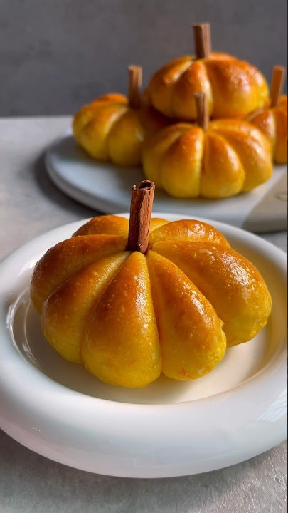 Pumpkin Buns with Molten Chocolate #bread #homemade #recipe#pumpkin#fallrecipe#sourdough#shorts#asmr