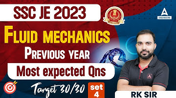 SSC JE 2023 PREPARATION | SSC JE FLUID MECHANICS PREVIOUS YEAR QUESTIONS #4 | By RK Sir