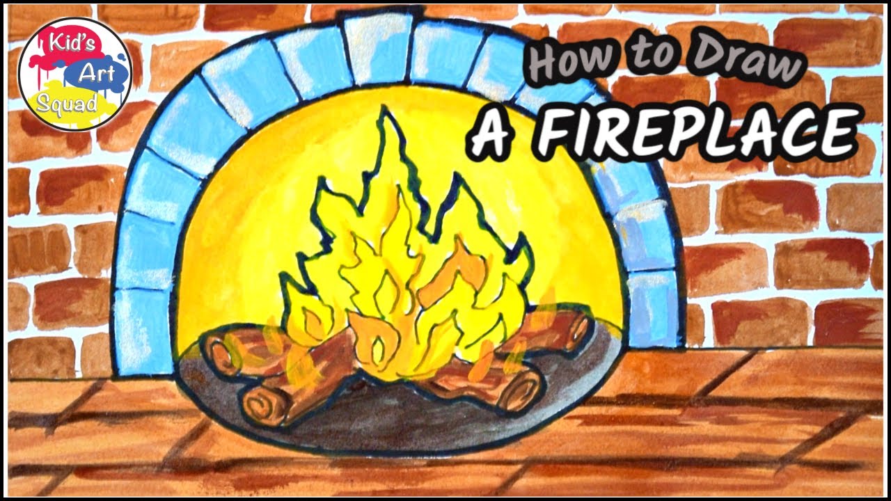 How to Draw a (Christmas) Fireplace! Drawing For Kids