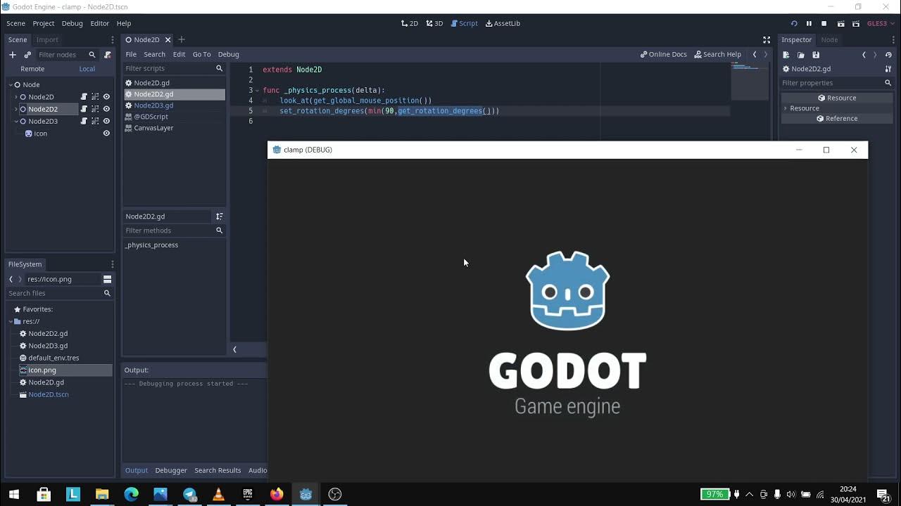 Clamp rotation (values) Godot tutorial YouTube