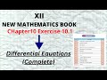 XII Mathematics New Book Chapter-10 "Differential Equation" Exercise 10.1 (Complete Exercise)