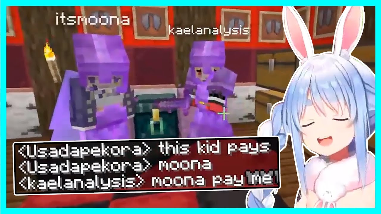 Pekora got 5 elytras from Kaela and have Moona to pay it