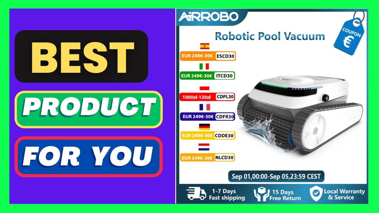 AIRROBO Smart Pool Cleaner Robot - 120 Min Runtime, Wall Climbing,
