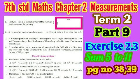 7th std Maths-Unit 2 Measurements Exercise 2.3 sum 5 to 11
