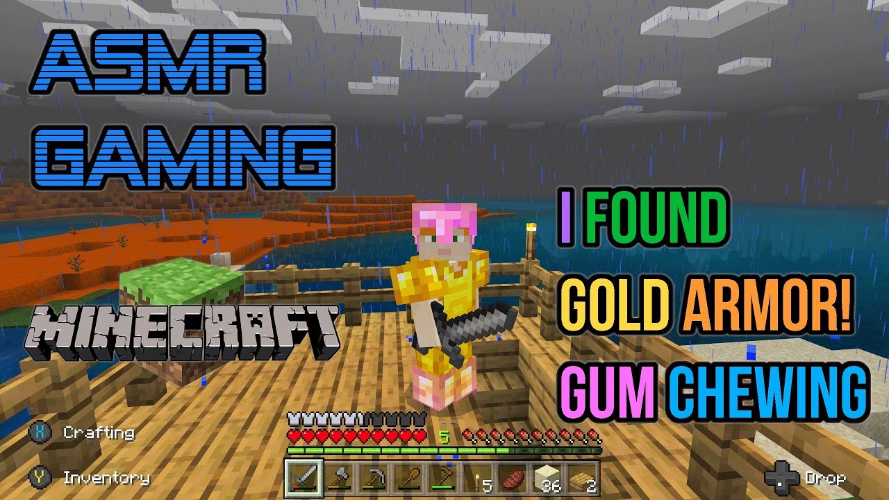 ASMR Gaming | Minecraft I Found Gold Armor! Relaxing Gum Chewing 🎮🎧Controller Sounds + Whispering😴💤