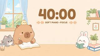 40 Minute Focus Timer 🎹 Soft Piano for Study, Work & Reading | Focus with Ray screenshot 4
