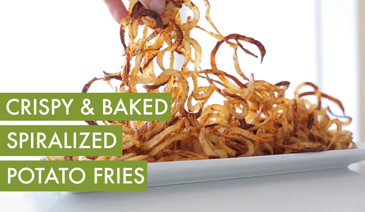 Spiralized Curly, Oven Baked Potato Fries I Vegan & Gluten Free