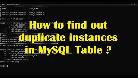 Check duplicate instances or rows in a table using self join operation