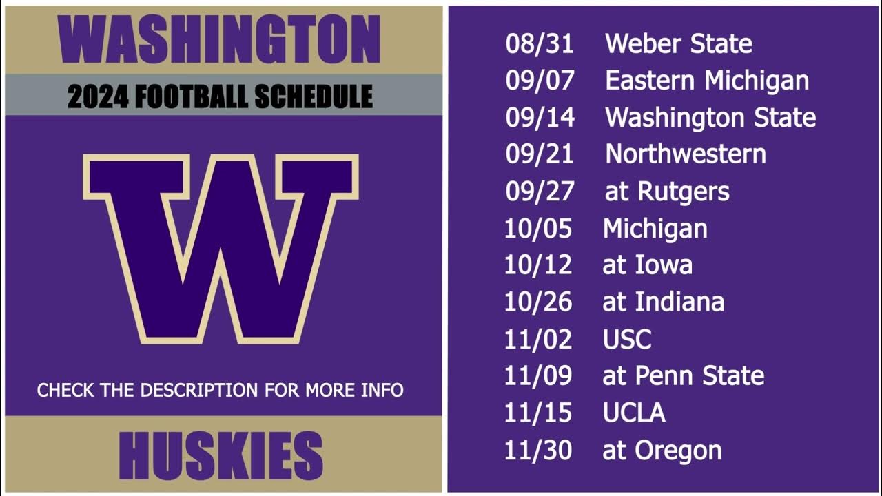 2024 Washington Huskies Football Schedule YouTube