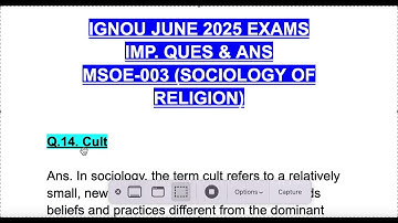 MSOE-003 IGNOU JUNE 2025 EXAM IMPORTANT QUESTION & ANSWER of SOCIOLOGY OF RELIGION : Cult