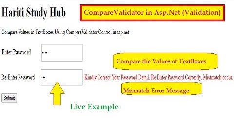 How to Use CompareValidator Control in Asp.net C# | Validation in Asp.Net | Hindi | Online Classes