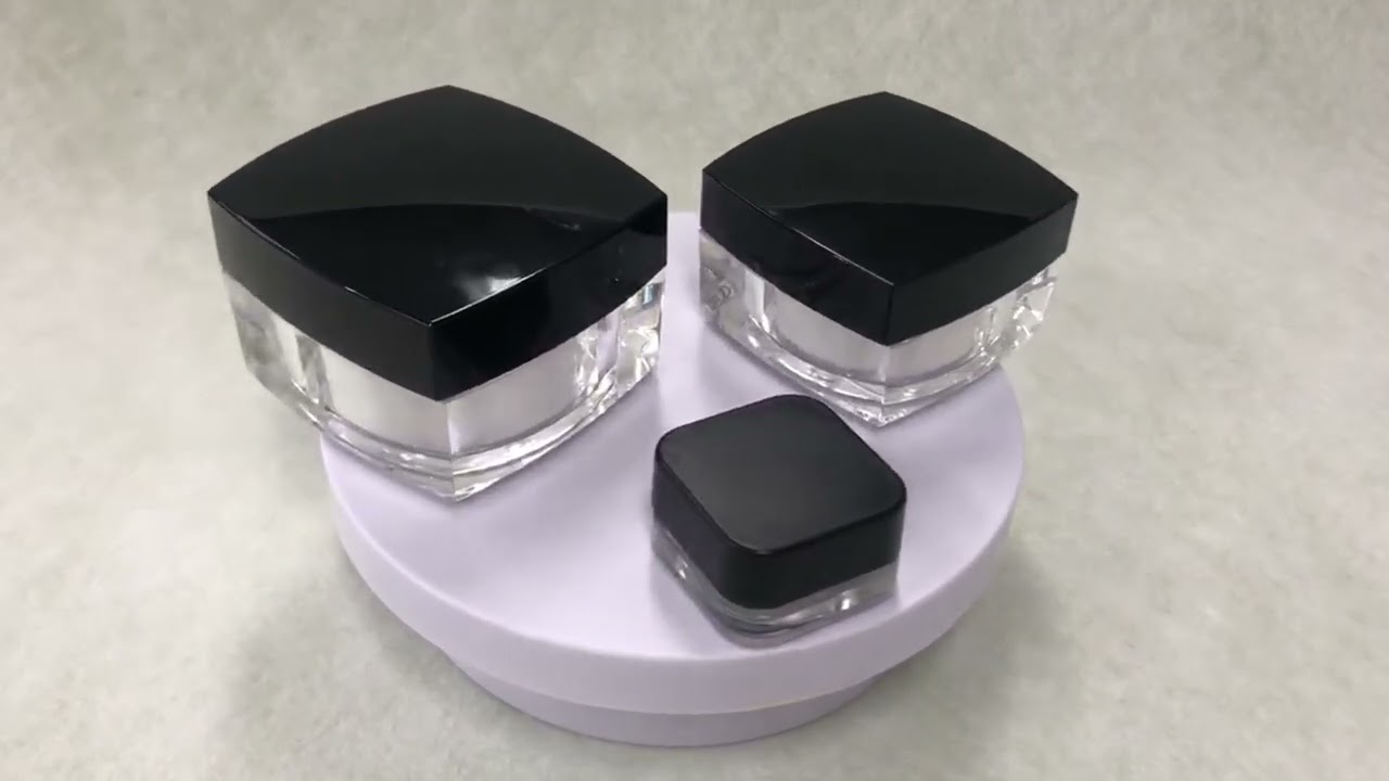 Black square bottle classic acrylic cream jar