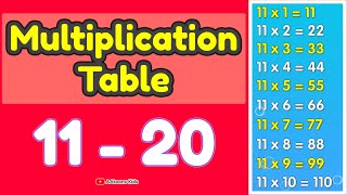 Multiplication Table | multiplication table 11 to 20 | Table 11 to 20 | @AAtoonsKids screenshot 4