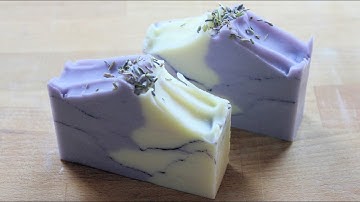 Natural Cold process soap making tutorial handmade Lavender essential oil soap