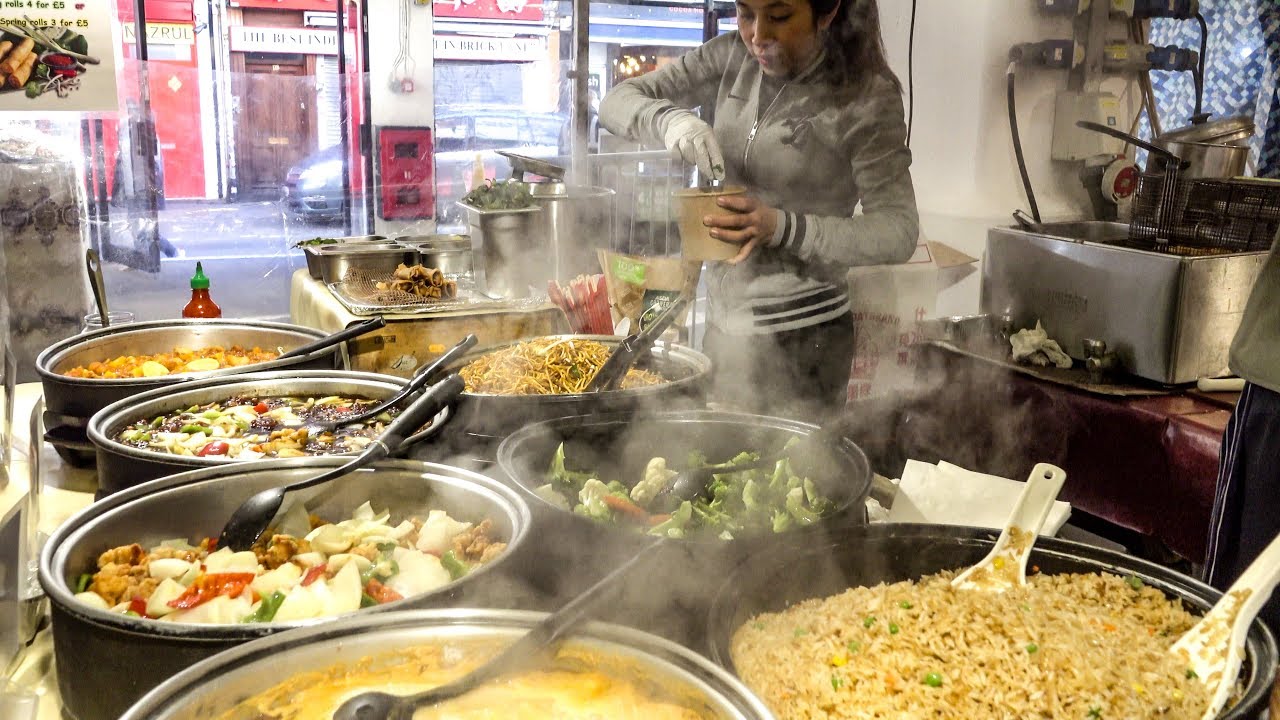 London Street Food from Vietnam. Buffet of the Street Market