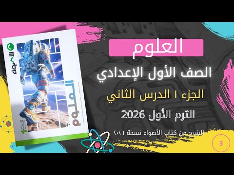 شرح جزء1 الدرس الثاني علوم اولى اعدادي كتاب الاضواء الترم الاول 2026 الجدول الدوري - الوحدة الاولي