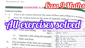 Solution of Class 9 C-Maths Ex 5.3 Area of 4 walls, Floor and Ceiling | All solved Exercises 5.3