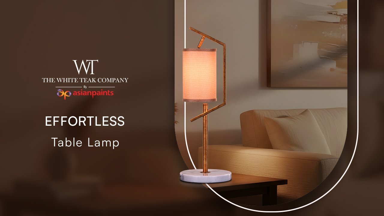 Effortless Antique Gold, White Marble Table Lamp | The White Teak Company by Asian Paints