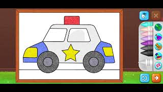 mewarnai gambar mobil polisi I mewarnai untuk anak I coloring game I coloring book #09 screenshot 4